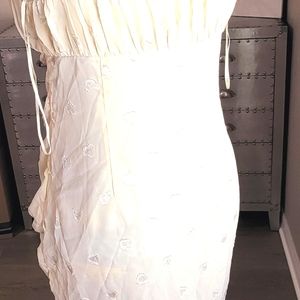 Cream/ ivory drawstring mini dress